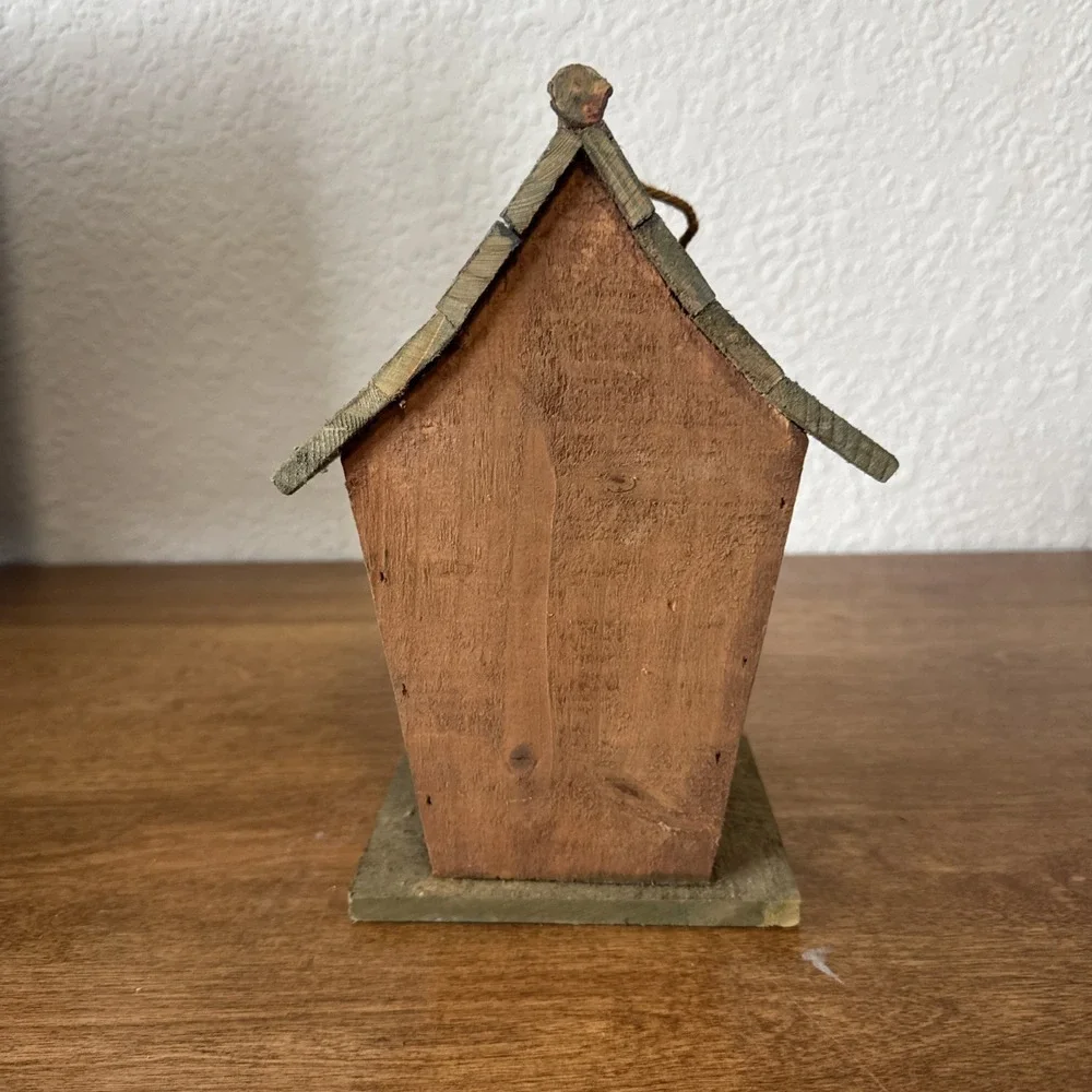 Halloween Wooden Birdhouse With Ceramic Ghost Boo